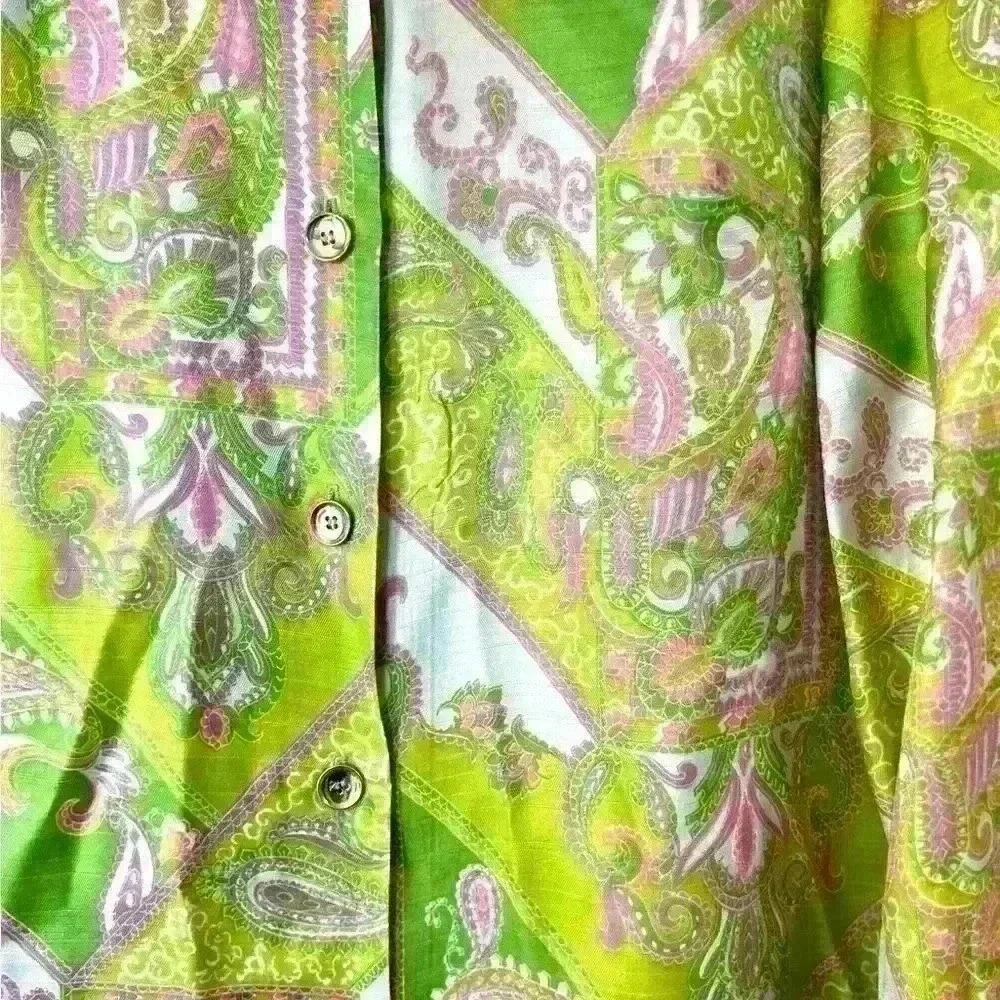 Vintage Green Paisley Countrywise Machsore Classics Button Down Dress Size 13/14 - Picture 5 of 5